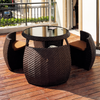 PUMARO Contemporary Rattan Outdoor Coffee Table Set